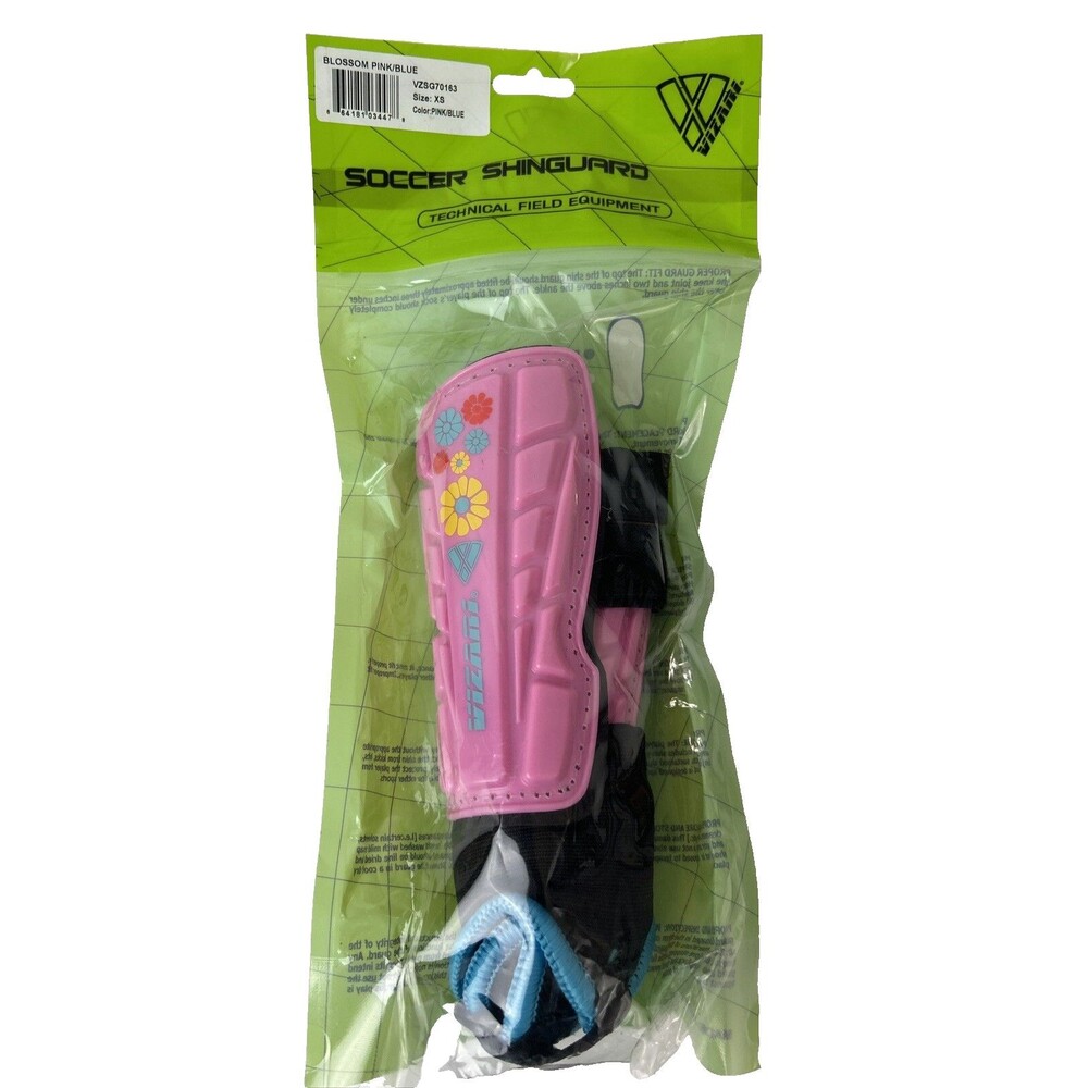 Vizari Soccer Shin Guards Youth XS Pink Floral Shin Pads w Sleeves New